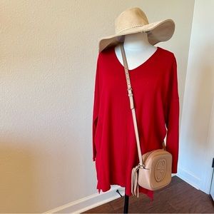 Dreamers, by Red Dress Boutique.  Red, light weight sweater.  Size M/L.